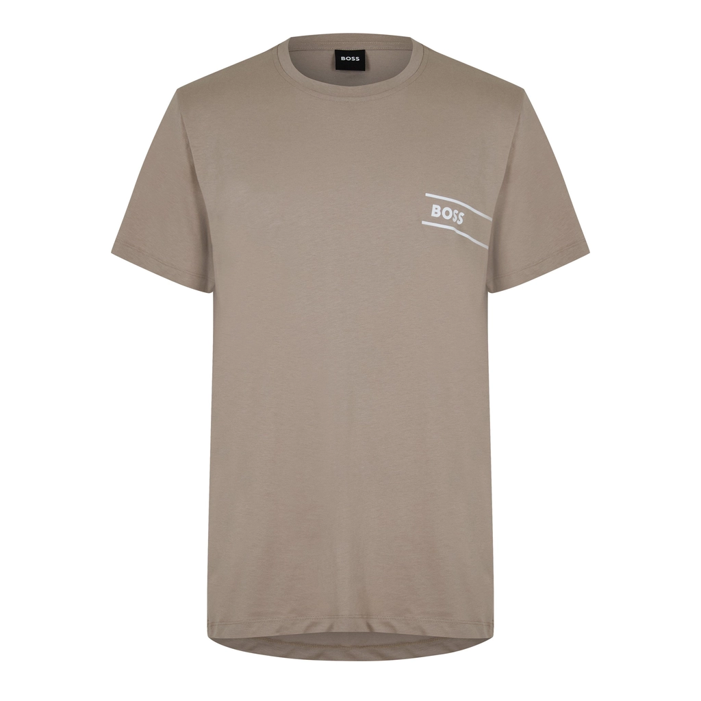 Hugo Boss Logo Crew Neck T Shirt - Dark Beige 255